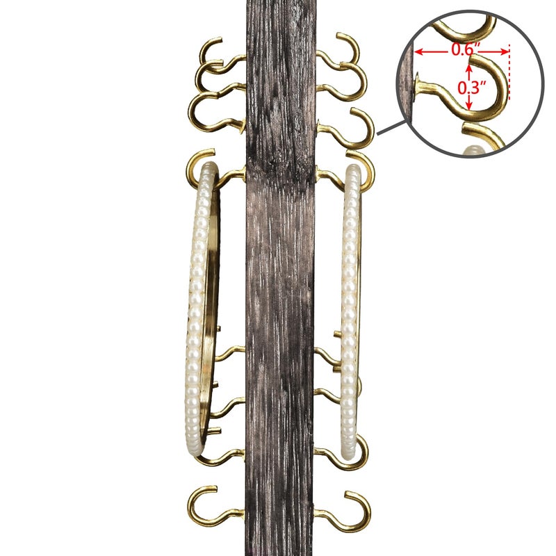 Ikee Design Wooden Rotating Two-Sided Jewelry Display Stand, Rotating Organizer with 32 Hooks for Store, Keychain Earring Display with Hooks, Coffee color, 9 W x 7.5 D x 16.5 H in - Image 4